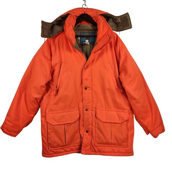 Raewiks Mens Chore Coat SZ LG Orange Hooded Insulated Water Proof Vintage - Picture 1 of 16